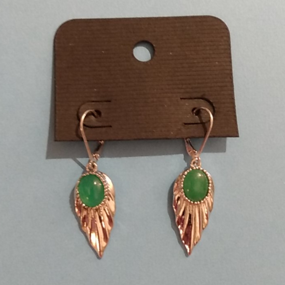 STS 925 Sterling Silver Jade Drop Earrings